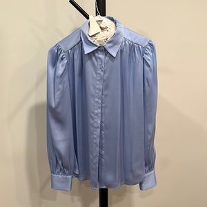 Ann Taylor baby blue silk blouse long sleeved (SP)